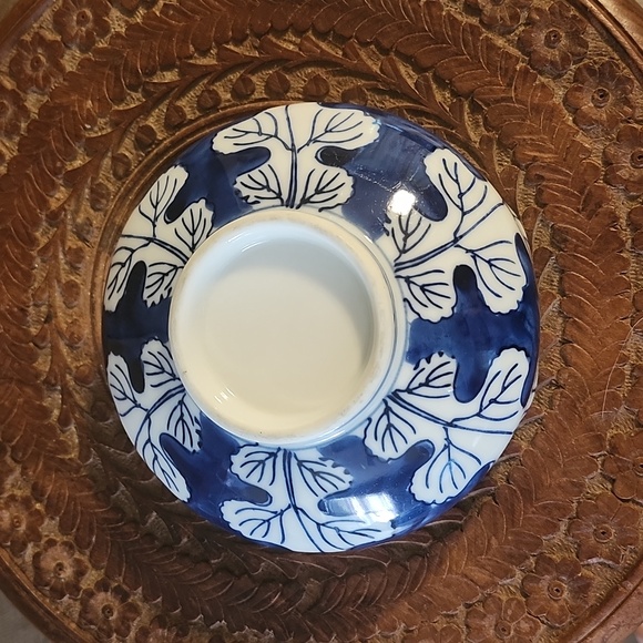 Vintage Rare Otagiri OMC blue and white radish leaf octagon bowl - Picture 3 of 3